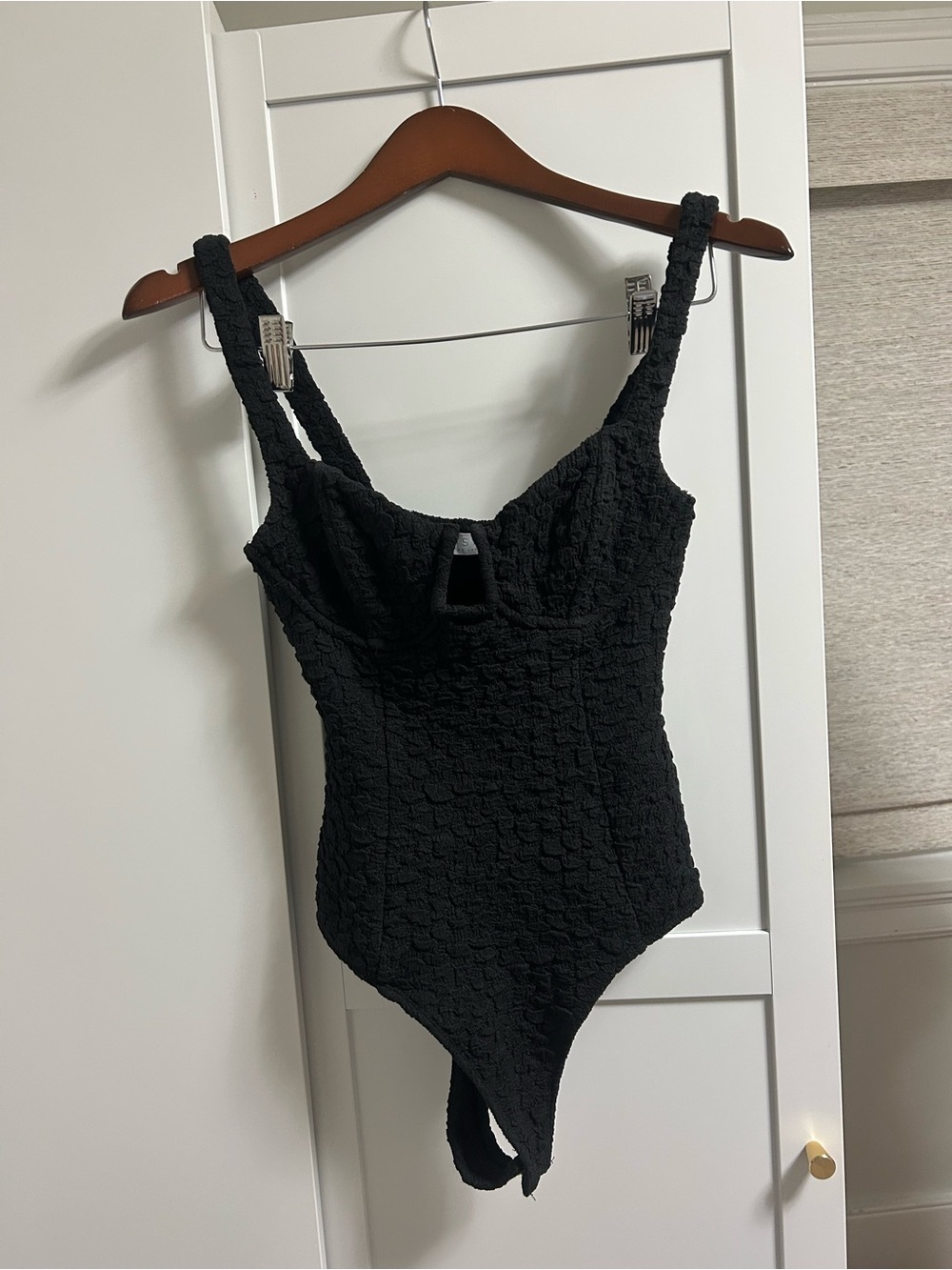Textured Black Bodysuit
